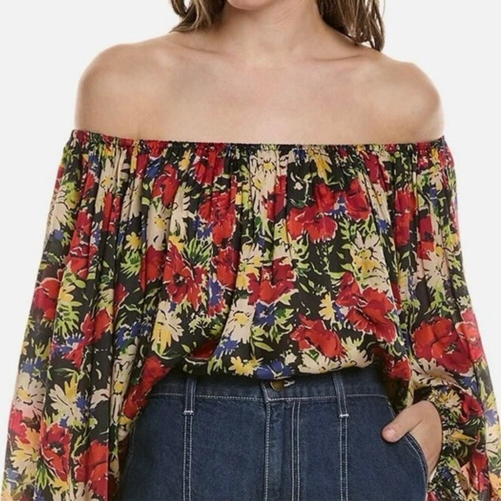 Womens THE GREAT The Palmette Top in hidden garden floral print size 1/S EUC!